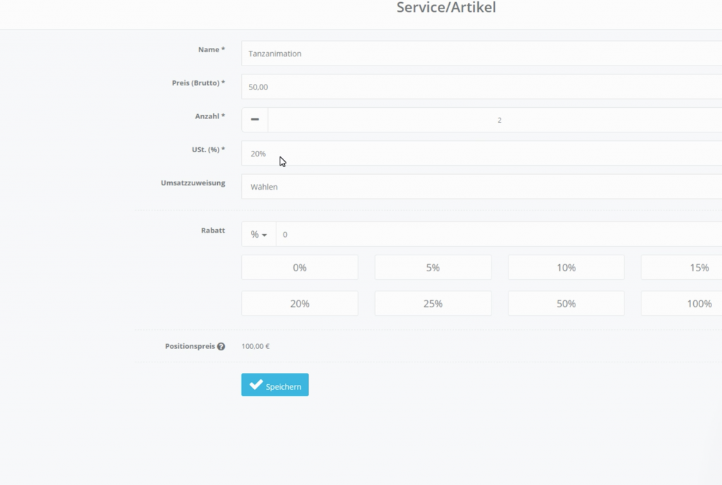 Dashboard Detaileingabe