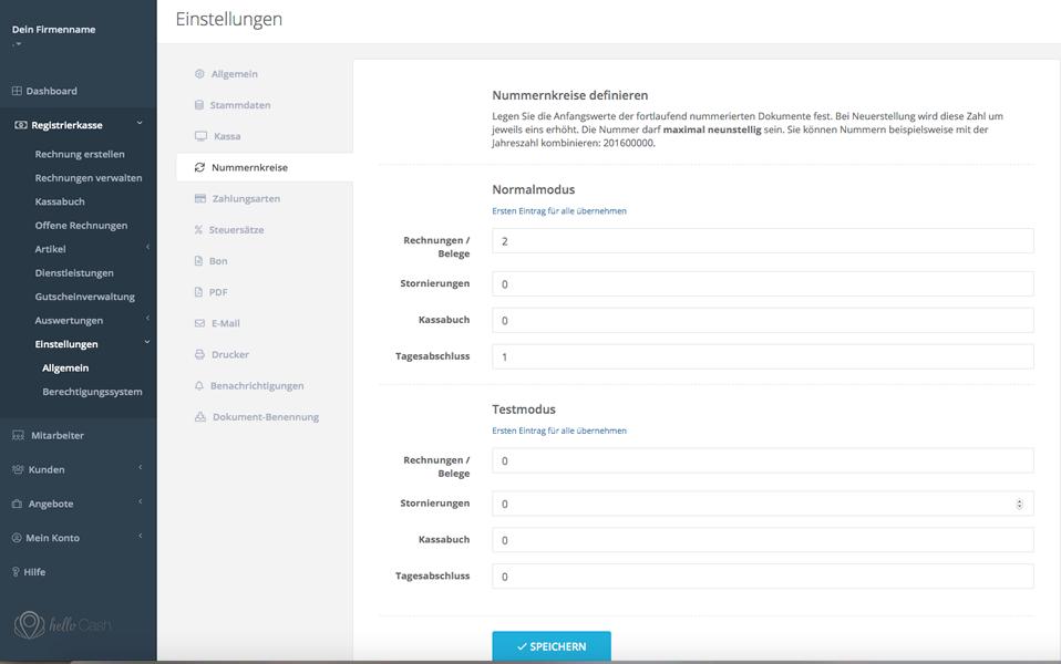 Dashboard Nummernkreise definieren