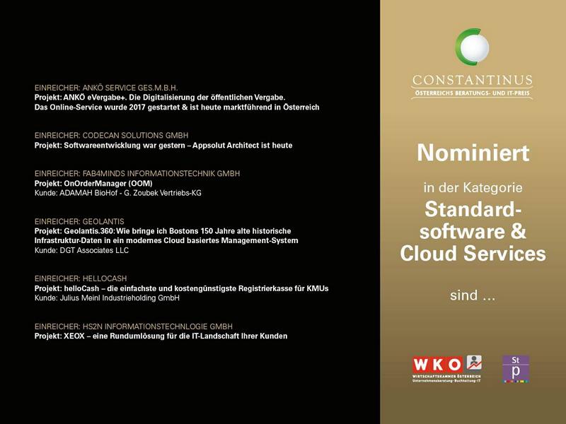Nominierte Unternehmen für die Kategorie Standardsoftware & Cloud Services