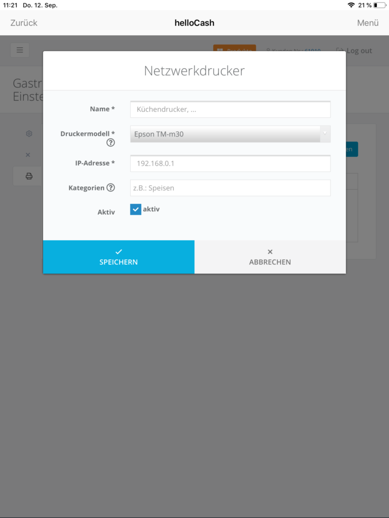 Dashboard Netzwerkdrucker