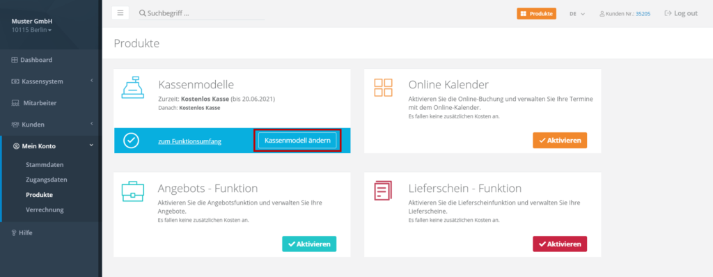 Kassenmodell ändern