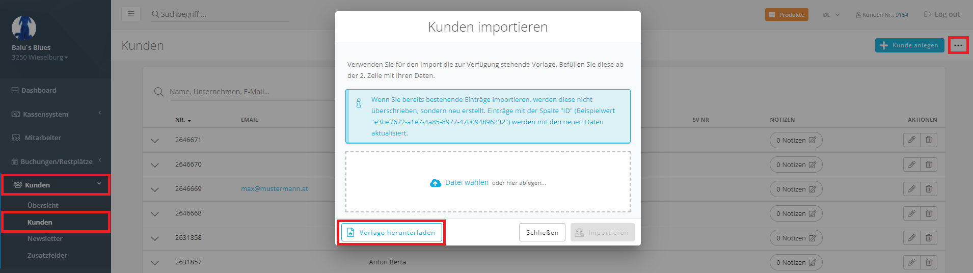 Kassensystem wechseln Kunden importieren