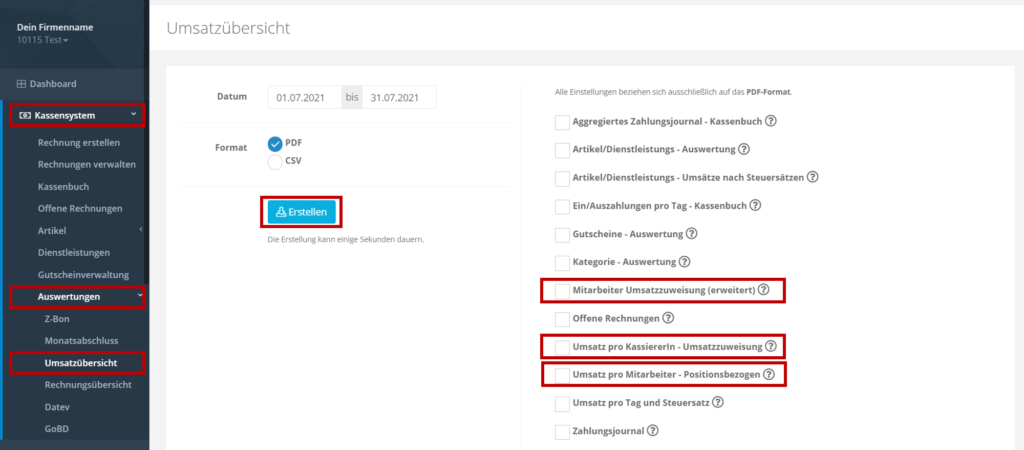 Umsatzübersicht je Mitarbeiter