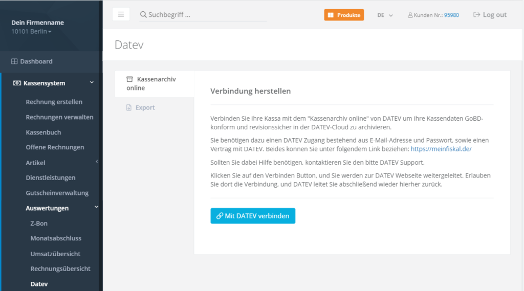 DATEV Kassenarchiv online