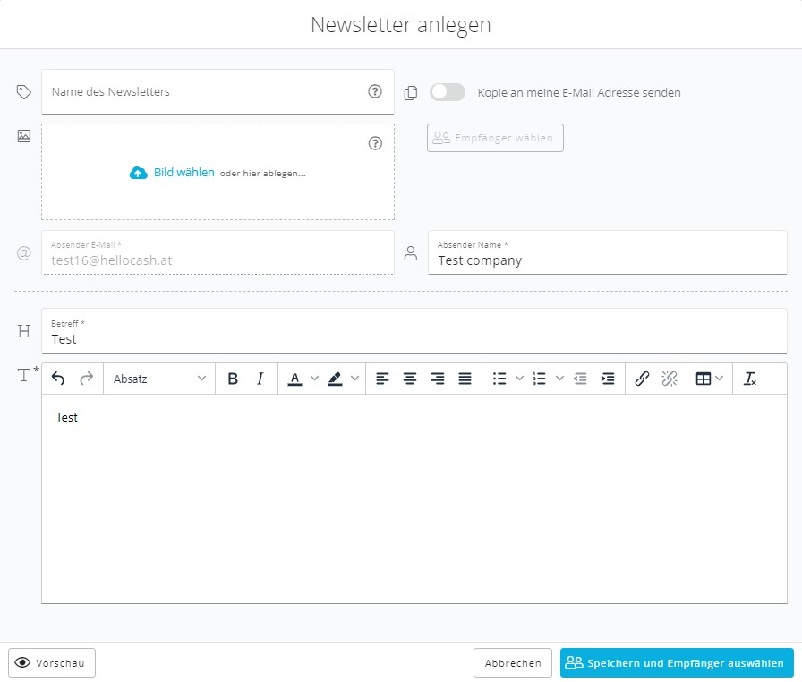 Newsletter anlegen