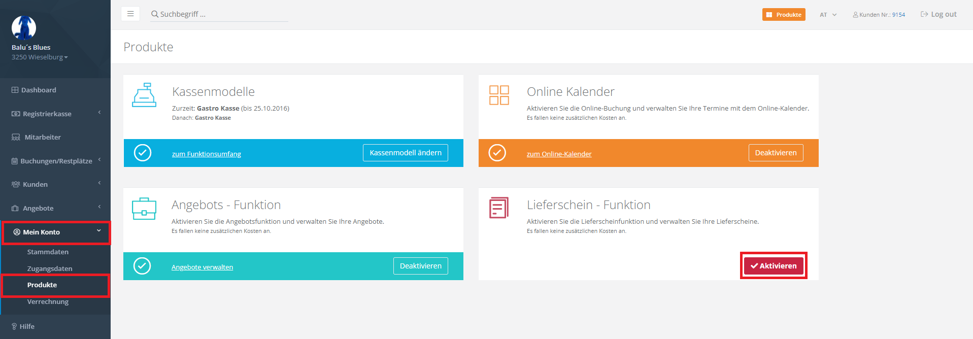 Lieferschein aktivieren in der Kasse