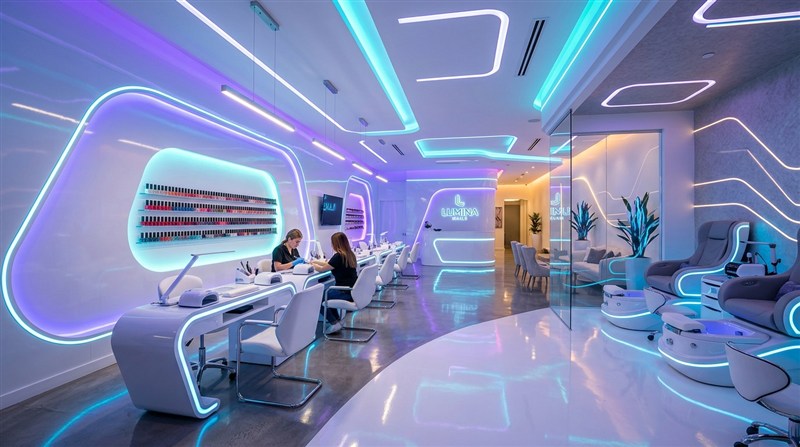 Ejemplo estilo futurista de salón de uñas - Imagen de ejemplo de decoración de un salón de uñas 9