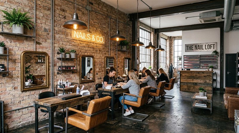 Ejemplo estilo industrial salón de uñas - Imagen de ejemplo de decoración de un salón de uñas 4