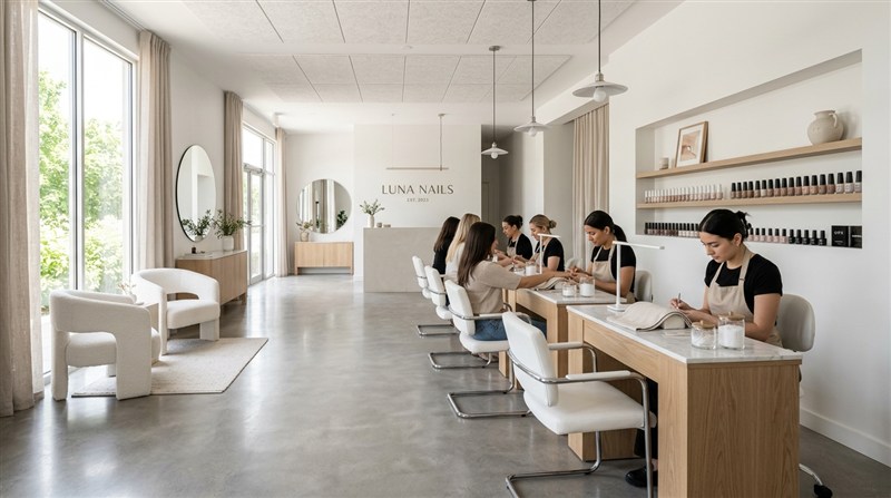 Ejemplo estilo minimalista salón de uñas - Imagen de ejemplo de decoración de un salón de uñas 1