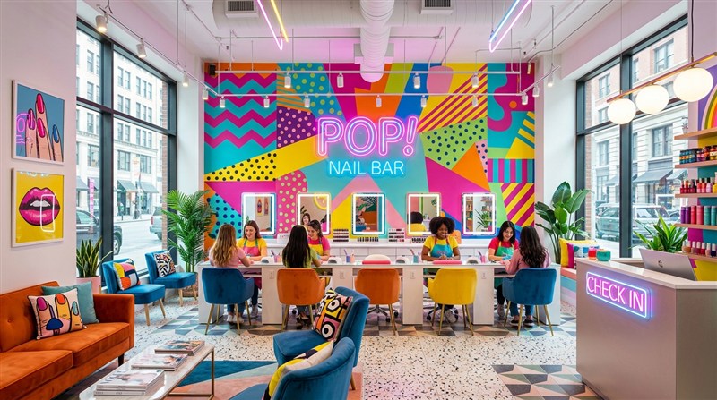Ejemplo estilo pop art salón de uñas - Imagen de ejemplo de decoración de un salón de uñas 7