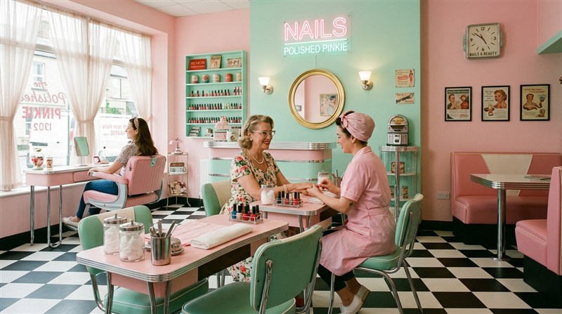 Ejemplo estilo vintage y retro de salón de uñas - Imagen de ejemplo de decoración de un salón de uñas 6