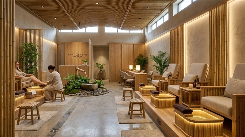 Ejemplo estilo zen y spa salón de uñas - Imagen de ejemplo de decoración de un salón de uñas 5