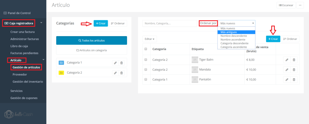 Gestión de inventario con helloCash