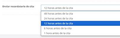 mensaje recordatorio de cita por SMS: elefgir antelación