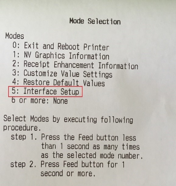 Configuración WLAN de la impresora Epson TM-m30: Menú Mode Selection