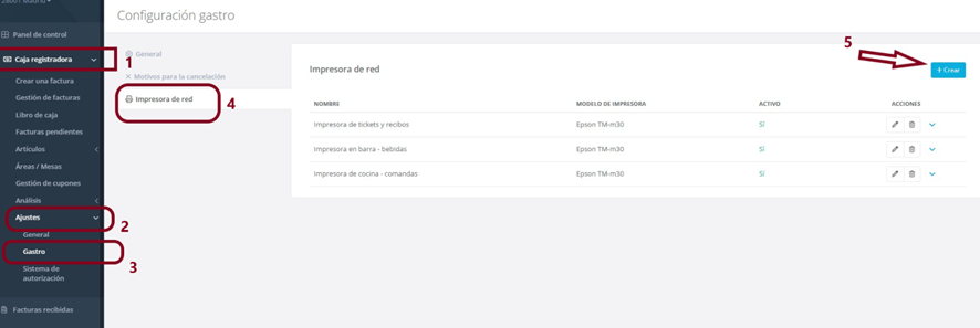 Añadir impresora de comandas y tickets EPSON TM-m30iii en helloCash