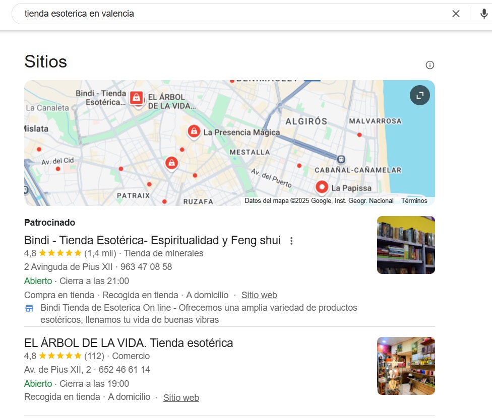 Google My Business para atraer clientes a una tienda esotérica