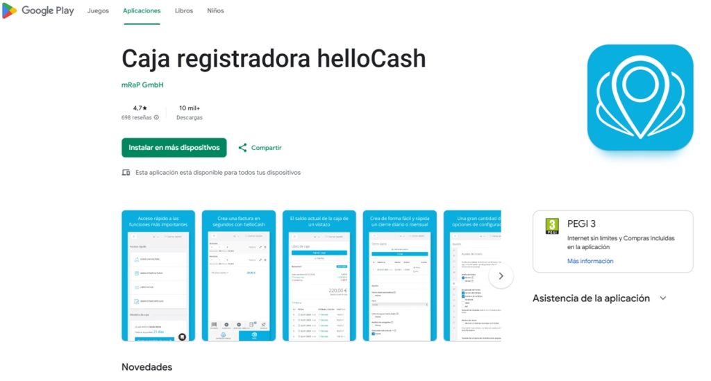 Aplicación TPV helloCash móvil