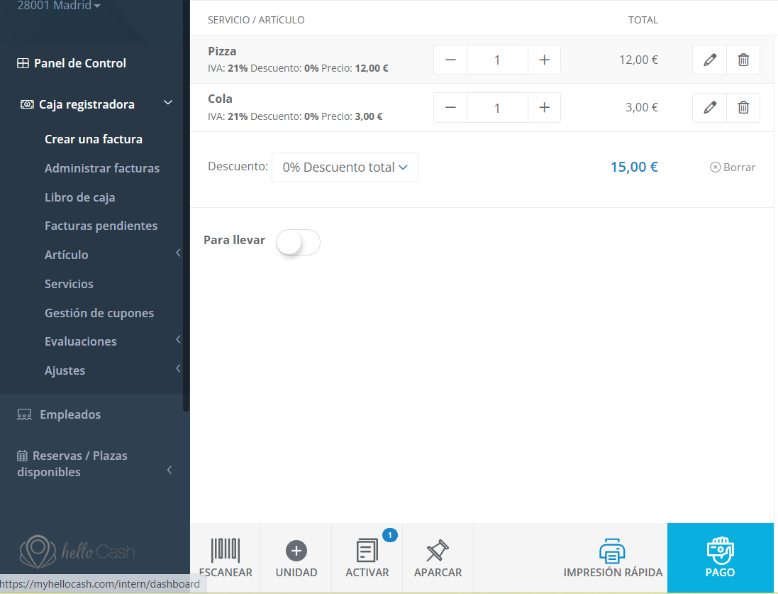 Emisión de tickets y facturas helloCash